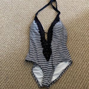 Mossimo tie one piece striped bathing suit